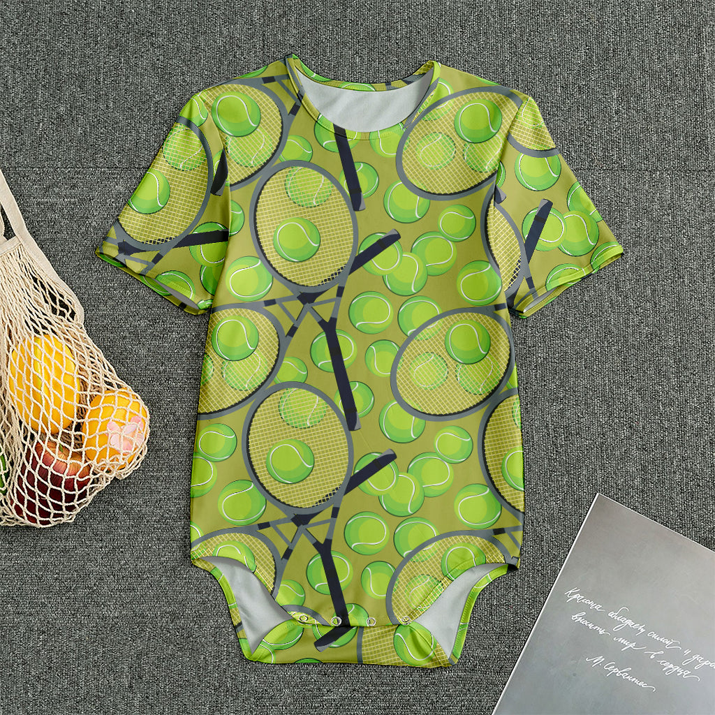 Tennis Ball And Racket Pattern Print Men's Bodysuit