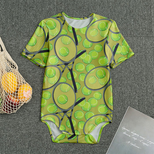 Tennis Ball And Racket Pattern Print Men's Bodysuit