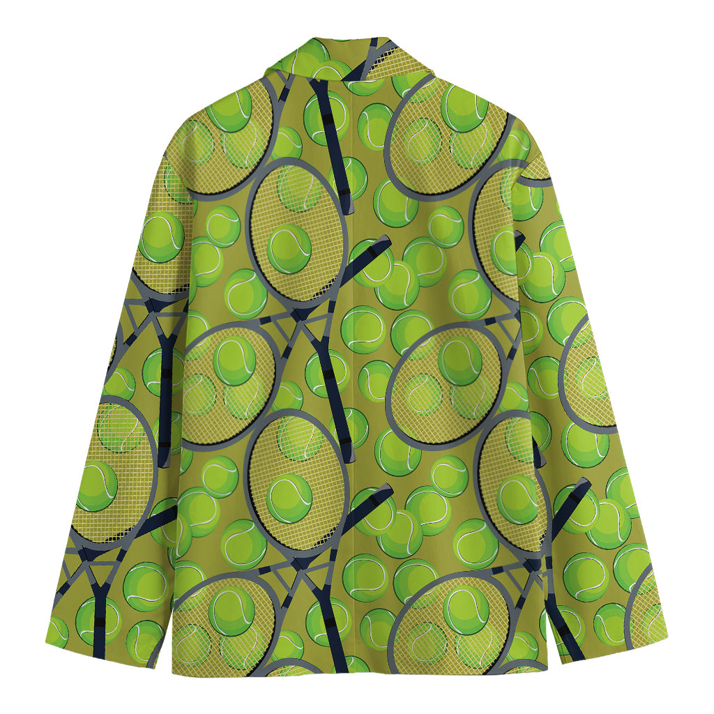 Tennis Ball And Racket Pattern Print Men's Cotton Blazer