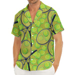 Tennis Ball And Racket Pattern Print Men's Deep V-Neck Shirt
