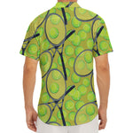Tennis Ball And Racket Pattern Print Men's Deep V-Neck Shirt