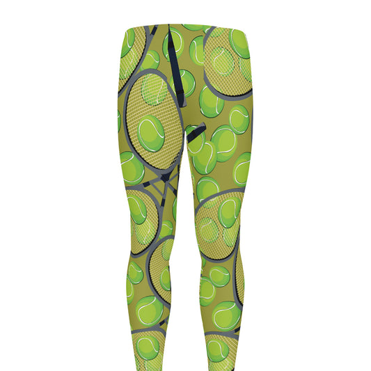 Tennis Ball And Racket Pattern Print Men's leggings