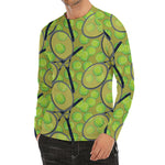 Tennis Ball And Racket Pattern Print Men's Long Sleeve Rash Guard