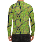 Tennis Ball And Racket Pattern Print Men's Long Sleeve Rash Guard