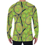 Tennis Ball And Racket Pattern Print Men's Long Sleeve T-Shirt