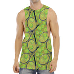 Tennis Ball And Racket Pattern Print Men's Muscle Tank Top