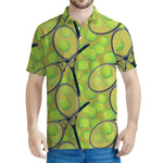 Tennis Ball And Racket Pattern Print Men's Polo Shirt