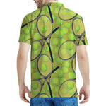 Tennis Ball And Racket Pattern Print Men's Polo Shirt