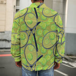 Tennis Ball And Racket Pattern Print Men's Shirt Jacket