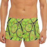Tennis Ball And Racket Pattern Print Men's Short Boxer Briefs