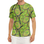 Tennis Ball And Racket Pattern Print Men's Short Sleeve Rash Guard