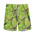 Tennis Ball And Racket Pattern Print Men's Athletic Shorts