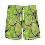 Tennis Ball And Racket Pattern Print Men's Sports Shorts