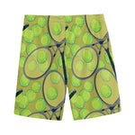 Tennis Ball And Racket Pattern Print Men's Sports Shorts