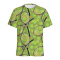 Tennis Ball And Racket Pattern Print Men's Athletic T-Shirt
