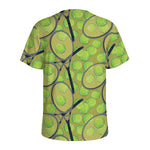 Tennis Ball And Racket Pattern Print Men's Sports T-Shirt