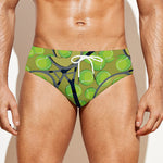 Tennis Ball And Racket Pattern Print Men's Swim Briefs