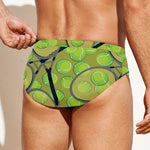 Tennis Ball And Racket Pattern Print Men's Swim Briefs