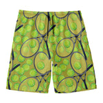 Tennis Ball And Racket Pattern Print Men's Swim Trunks