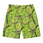 Tennis Ball And Racket Pattern Print Men's Swim Trunks