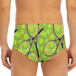 Tennis Ball And Racket Pattern Print Men's Triangle Swim Briefs