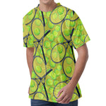 Tennis Ball And Racket Pattern Print Men's Velvet T-Shirt