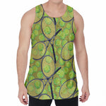 Tennis Ball And Racket Pattern Print Men's Velvet Tank Top