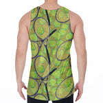 Tennis Ball And Racket Pattern Print Men's Velvet Tank Top