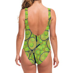 Tennis Ball And Racket Pattern Print One Piece Swimsuit
