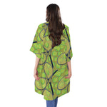 Tennis Ball And Racket Pattern Print Open Front Beach Cover Up