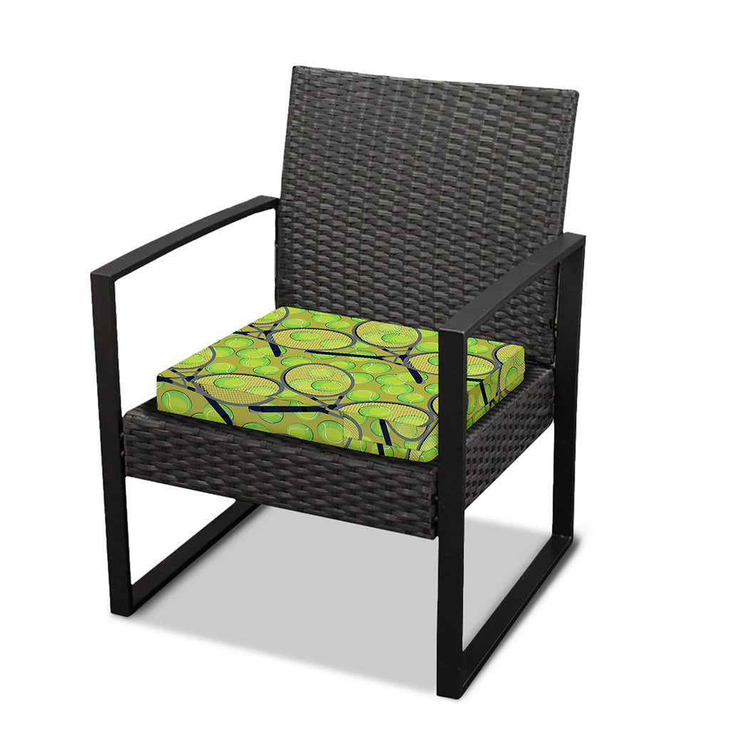 Tennis Ball And Racket Pattern Print Outdoor Seat Cushion Cover