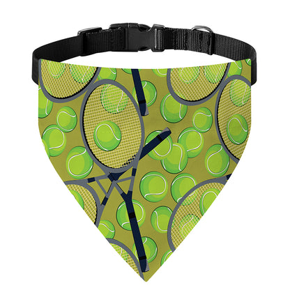 Tennis Ball And Racket Pattern Print Over The Collar Dog Bandana
