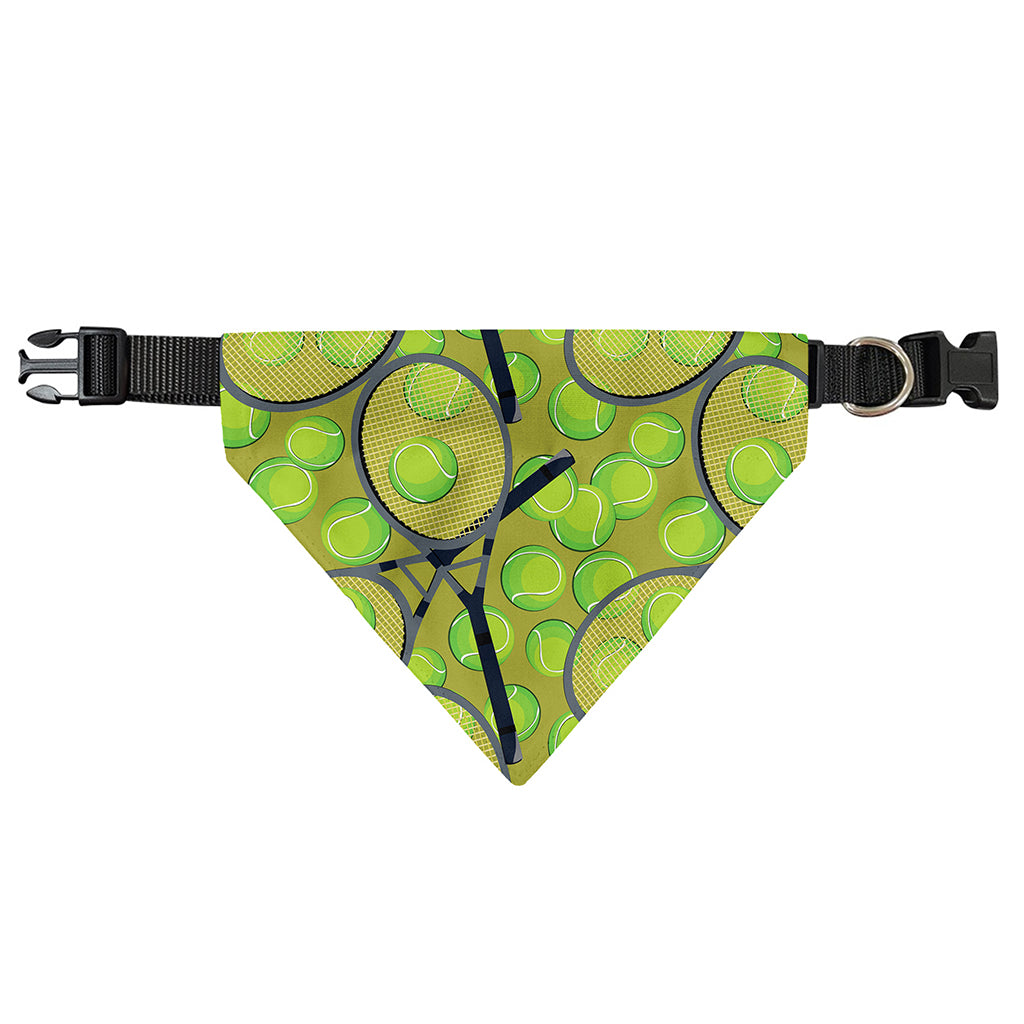 Tennis Ball And Racket Pattern Print Over The Collar Dog Bandana