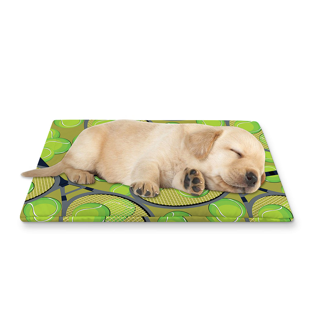Tennis Ball And Racket Pattern Print Pet Cooling Mat Cover