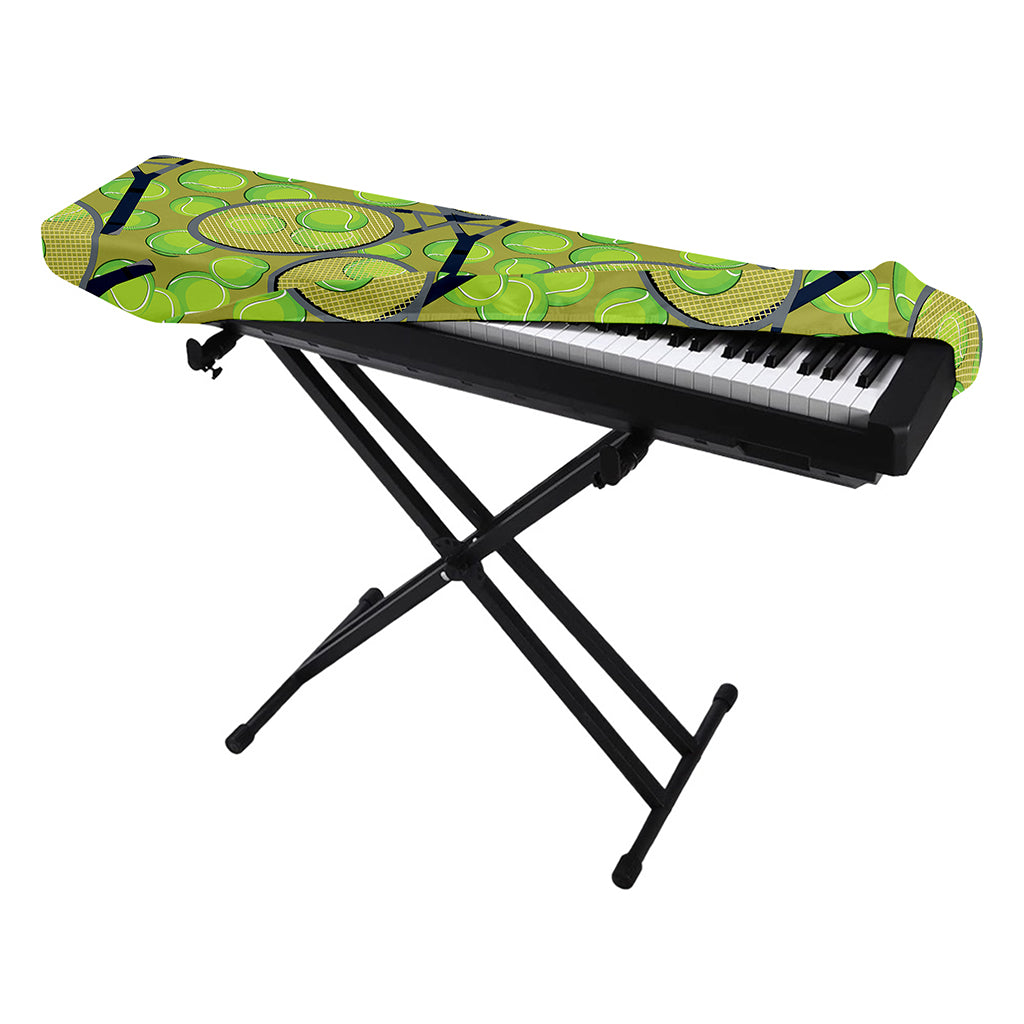 Tennis Ball And Racket Pattern Print Piano Keyboard Cover