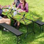 Tennis Ball And Racket Pattern Print Picnic Table Cover