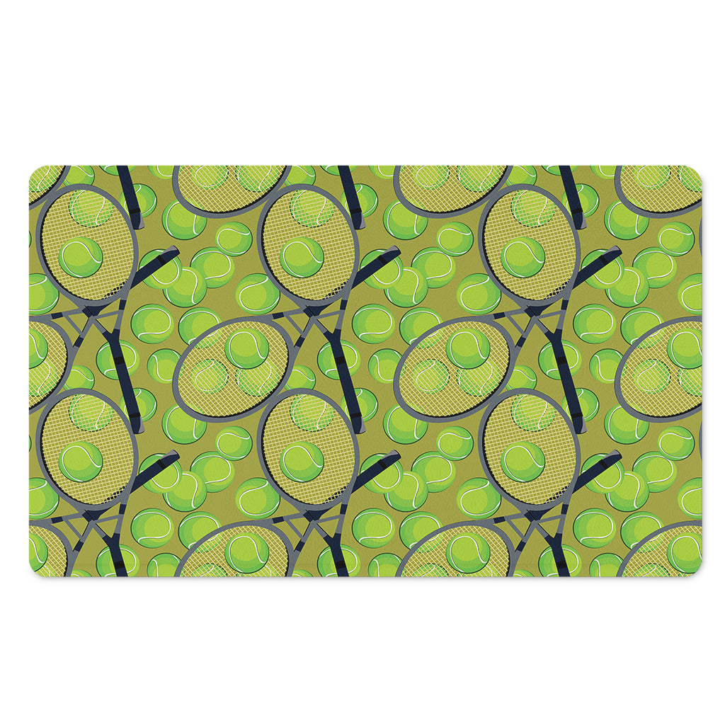 Tennis Ball And Racket Pattern Print Polyester Doormat