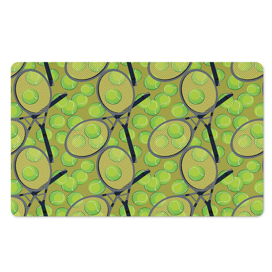 Tennis Ball And Racket Pattern Print Polyester Doormat