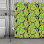 Tennis Ball And Racket Pattern Print Polyester Shower Curtain