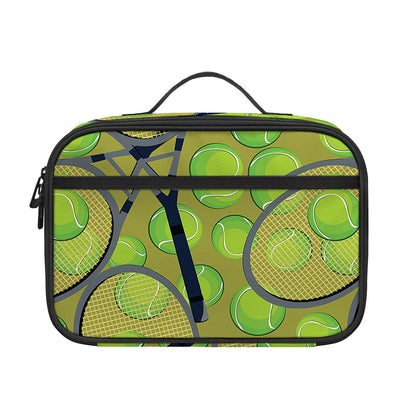 Tennis Ball And Racket Pattern Print Portable Lunch Bag