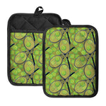 Tennis Ball And Racket Pattern Print Pot Holders With Pocket