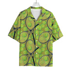 Tennis Ball And Racket Pattern Print Rayon Hawaiian Shirt