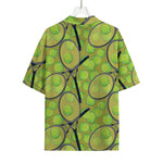 Tennis Ball And Racket Pattern Print Rayon Hawaiian Shirt