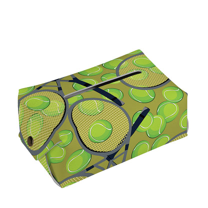 Tennis Ball And Racket Pattern Print Rectangle Tissue Box Cover