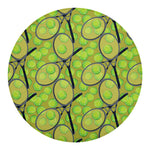 Tennis Ball And Racket Pattern Print Round Blanket