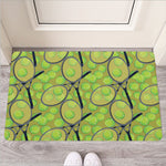 Tennis Ball And Racket Pattern Print Rubber Doormat
