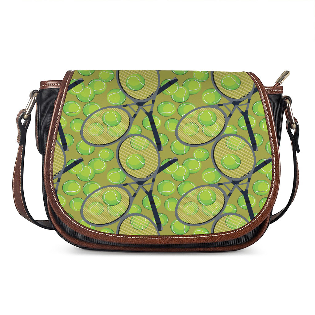 Tennis Ball And Racket Pattern Print Saddle Bag