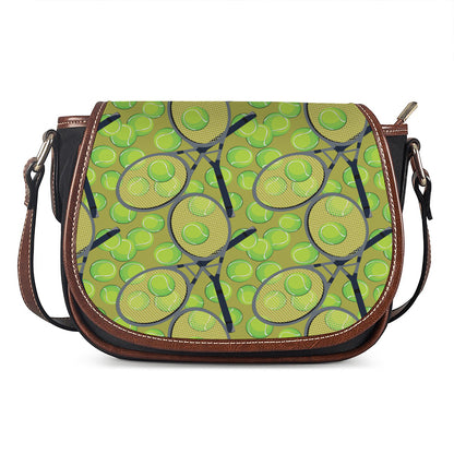 Tennis Ball And Racket Pattern Print Saddle Bag