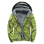 Tennis Ball And Racket Pattern Print Sherpa Lined Zip Up Hoodie