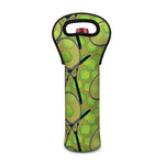 Tennis Ball And Racket Pattern Print Single Neoprene Wine Tote